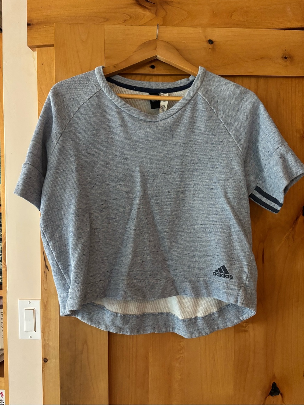 adidas Heather blue Short Sleeve Crop Sweatshirt Tee